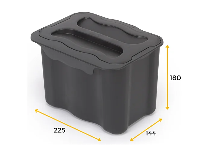 Pattumiera per differenziata ausiliario Recycle 5 L per cucina, Plastica grigio antracite, Tecnoplastica