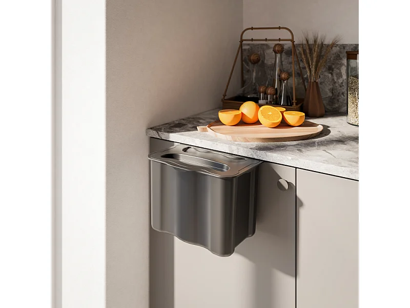 Pattumiera per differenziata ausiliario Recycle 5 L per cucina, Plastica grigio antracite, Tecnoplastica