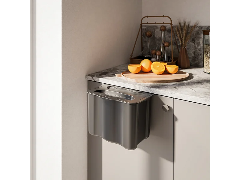 Pattumiera per differenziata ausiliario Recycle 5 L per cucina, Plastica grigio antracite, Tecnoplastica