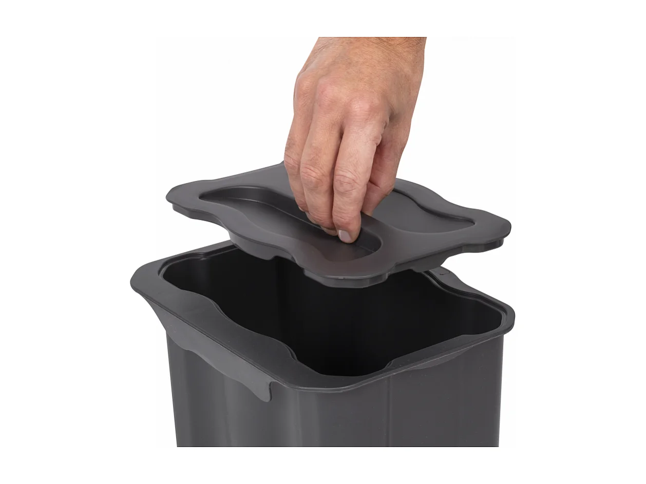 Pattumiera per differenziata ausiliario Recycle 5 L per cucina, Plastica grigio antracite, Tecnoplastica