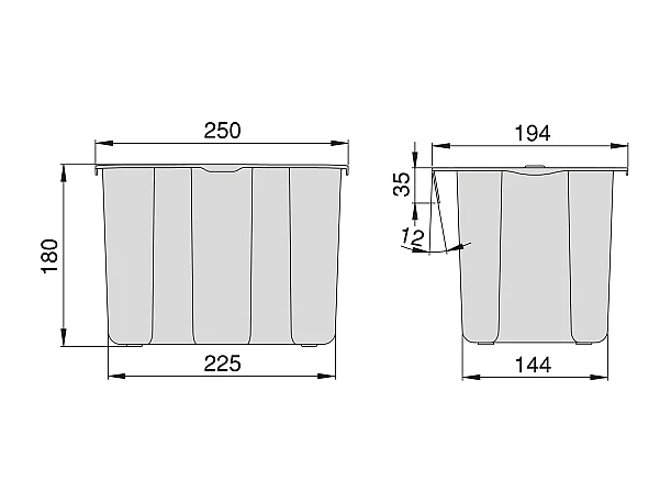 Pattumiera per differenziata ausiliario Recycle 5 L per cucina, Plastica grigio antracite, Tecnoplastica