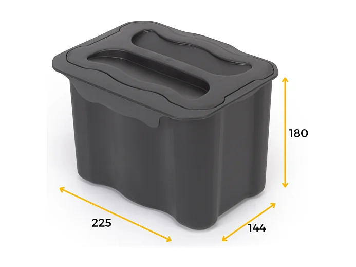 Pattumiera per differenziata ausiliario Recycle 5 L per cucina, Plastica grigio antracite, Tecnoplastica