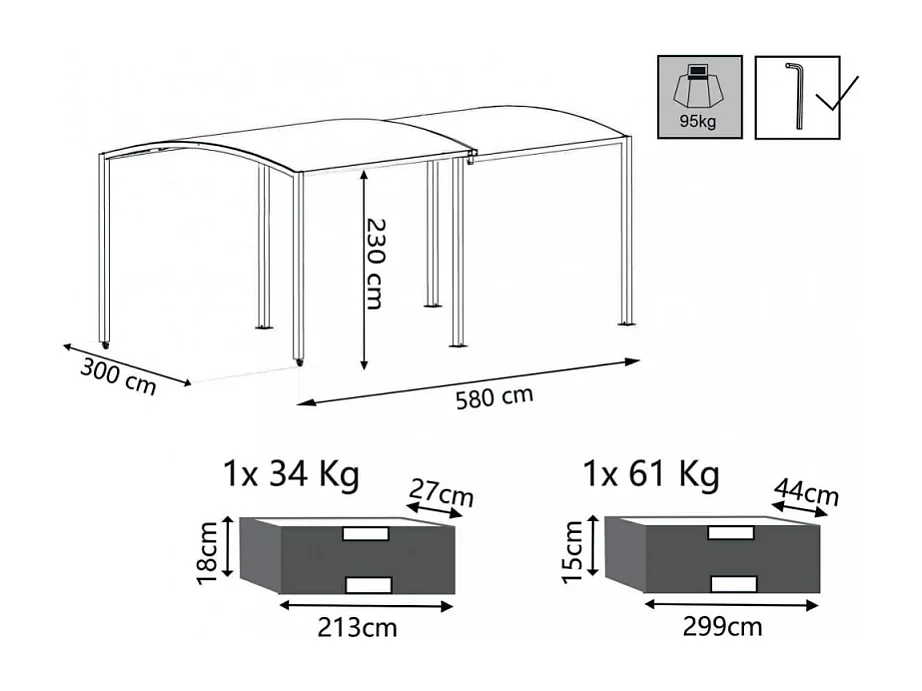 GAZEBO ALLUNGABILE TUCSON 3 X 3 / 6