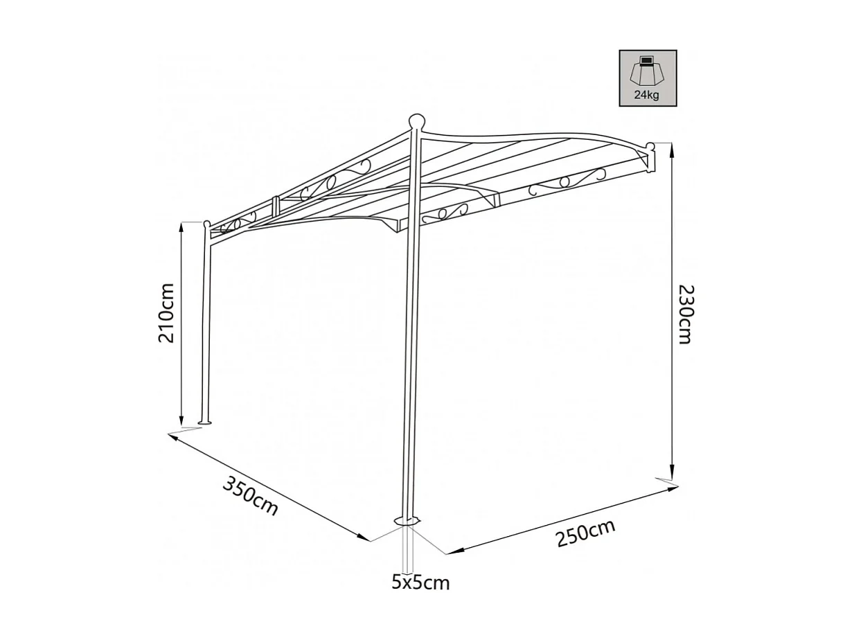 GAZEBO PERGOLA ADDOSSATO 3,5 x 2,5