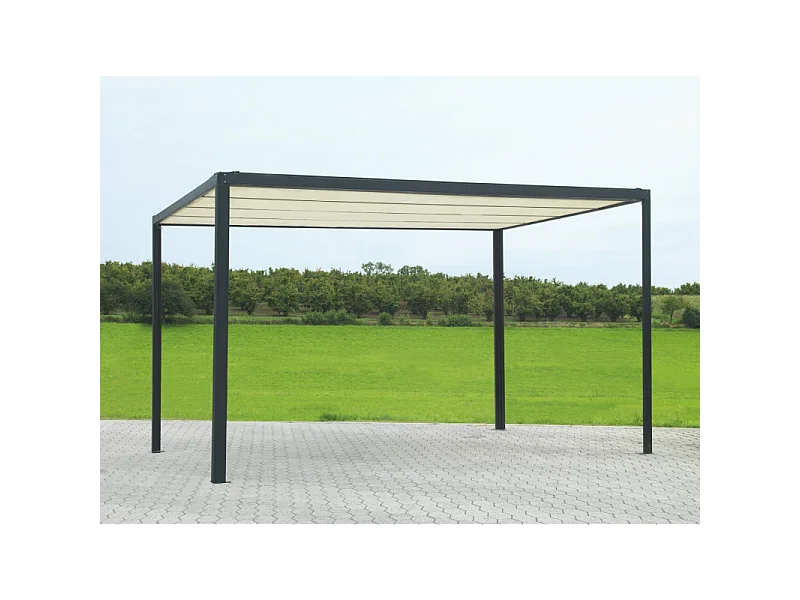 Gazebo pergola alluminio Milwaukee nerocon telo elettrico m3x3h2,3