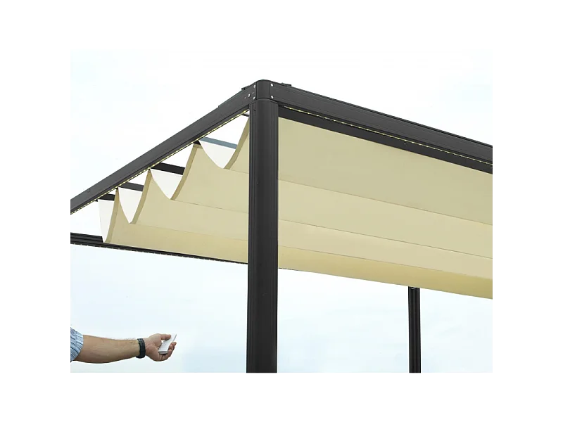 Gazebo pergola alluminio Milwaukee nerocon telo elettrico m3x3h2,3