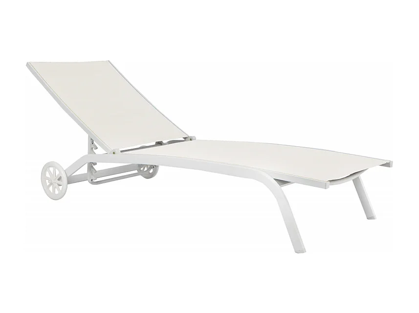 Lettino MOIA con ruote in alluminio bianco ecrù - 5 posizioni
