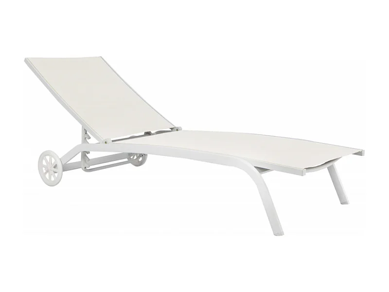 Lettino MOIA con ruote in alluminio bianco ecrù - 5 posizioni