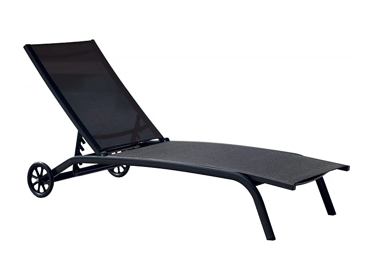 Lettino MOIA a 5 posizioni con ruote textilene nero