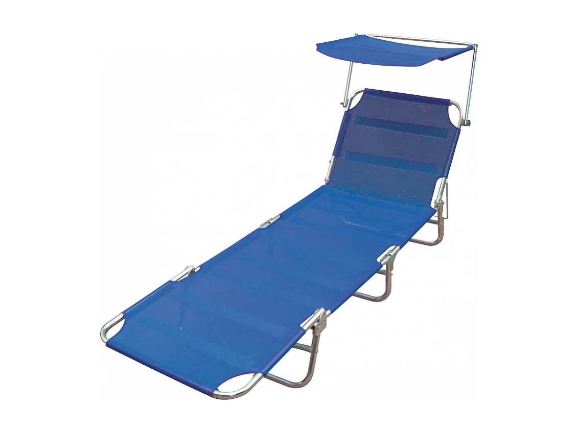 set da 4 Lettino pieghevole con parasole- BLU