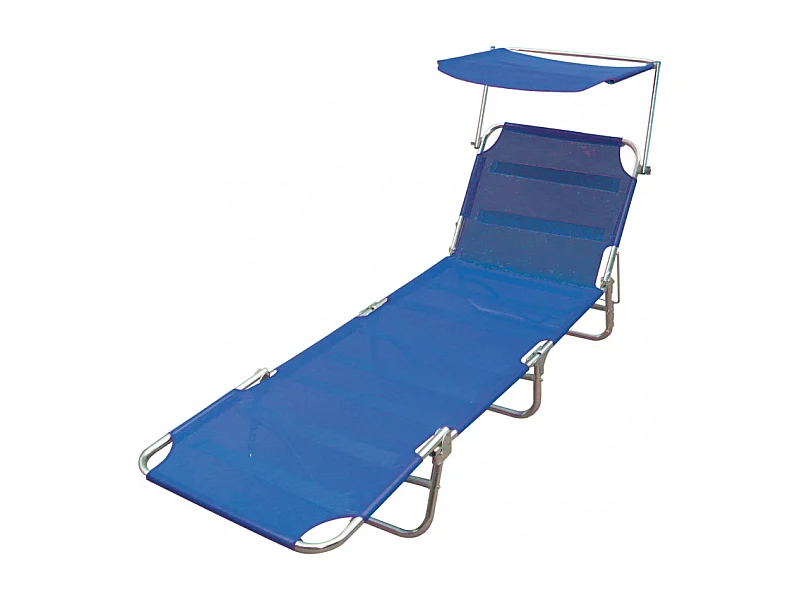 set da 4 Lettino pieghevole con parasole- BLU