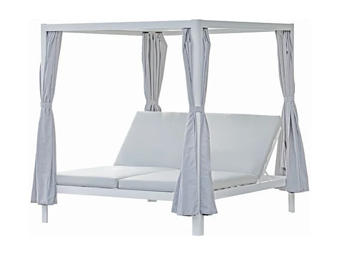 Daybed In Alluminio Bianco - Tetto Textilene Bianco Moia