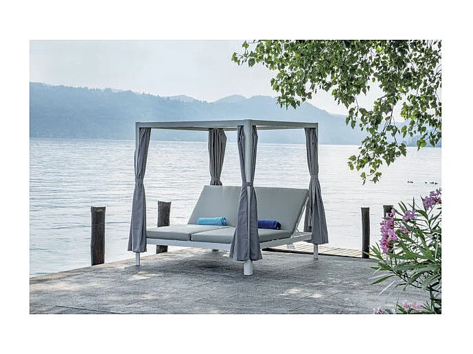 Daybed In Alluminio Bianco - Tetto Textilene Bianco Moia