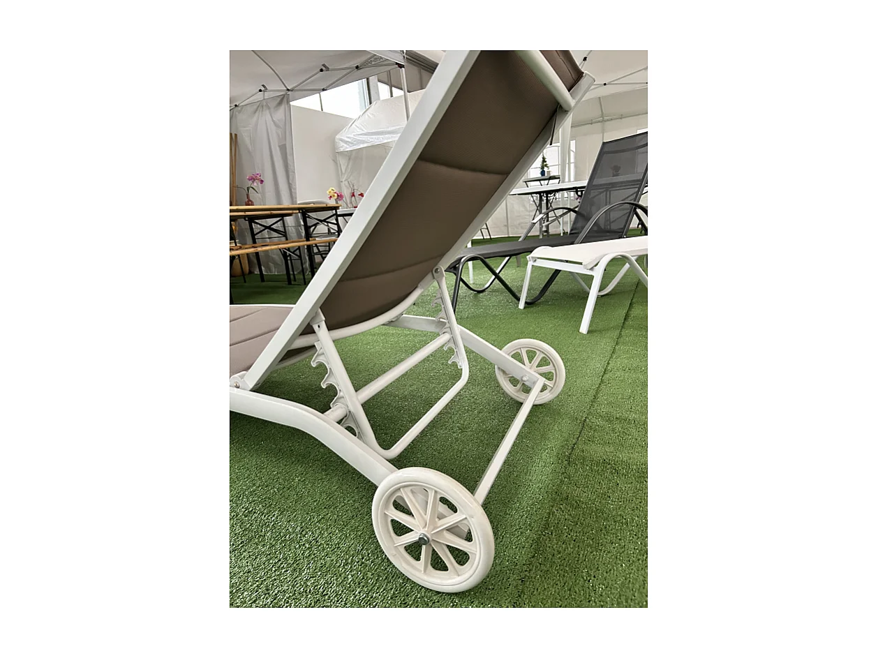 Lettino Con Ruote Alluminio Sandy/Text 2X1 Imbottito Tortora - 5 Posizioni Moia