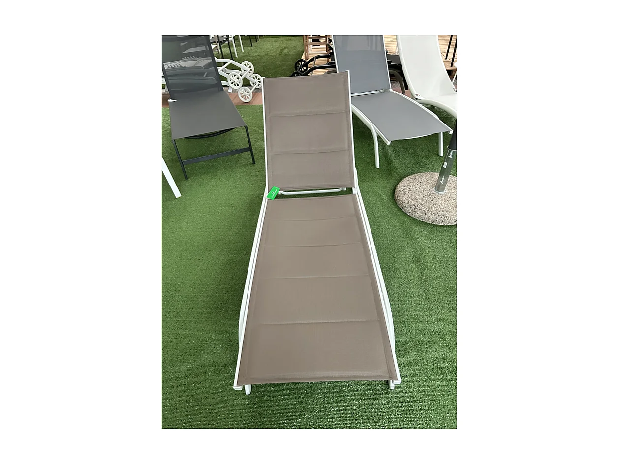 Lettino Con Ruote Alluminio Sandy/Text 2X1 Imbottito Tortora - 5 Posizioni Moia