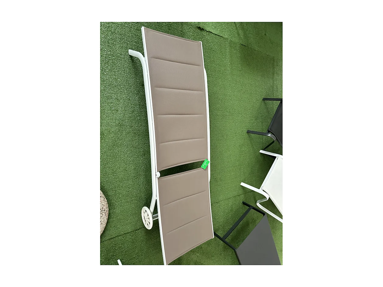 Lettino Con Ruote Alluminio Sandy/Text 2X1 Imbottito Tortora - 5 Posizioni Moia