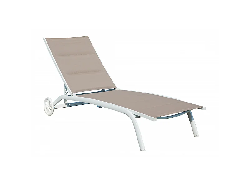 Lettino Con Ruote Alluminio Sandy/Text 2X1 Imbottito Tortora - 5 Posizioni Moia