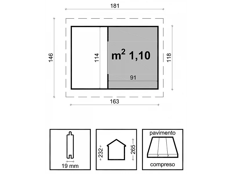 Casetta gioco Joy Cm. 163X118 Losa