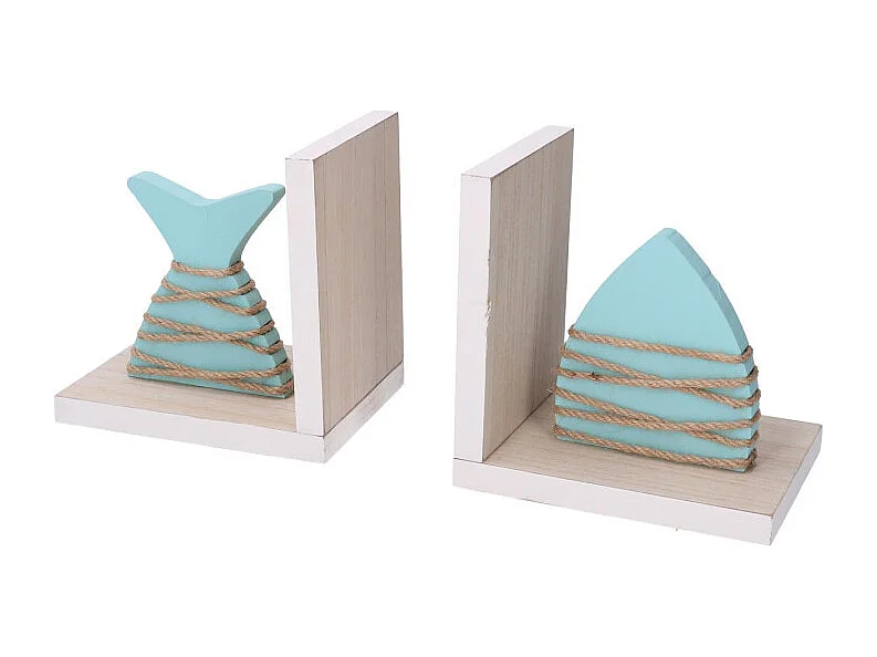 Reggilibri legno mare pesce azzurro cm 32x6h12/16