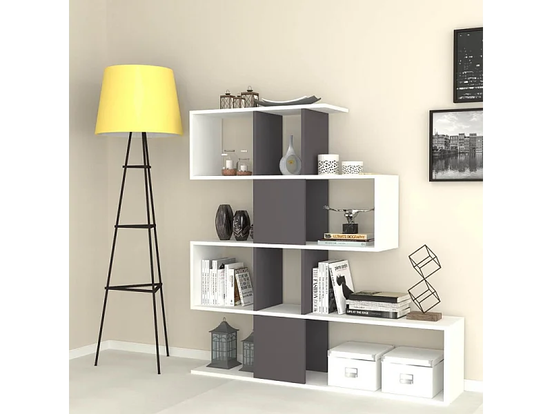 Libreria bifacciale Aktif 145x145x29 cm. bianco ghisa