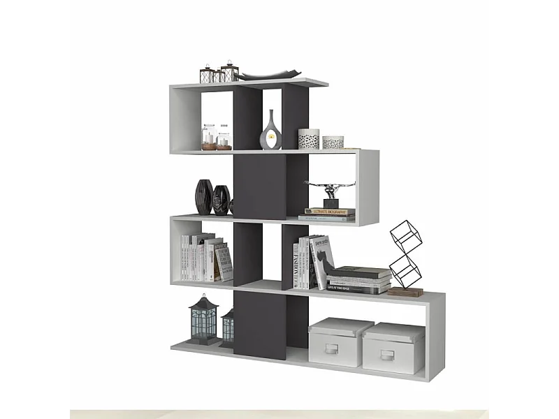 Libreria bifacciale Aktif 145x145x29 cm. bianco ghisa