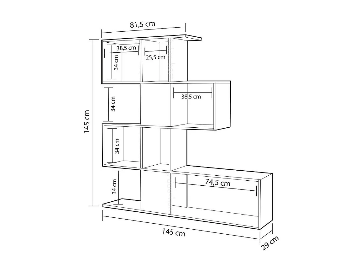 Libreria bifacciale Aktif 145x145x29 cm. bianco ghisa