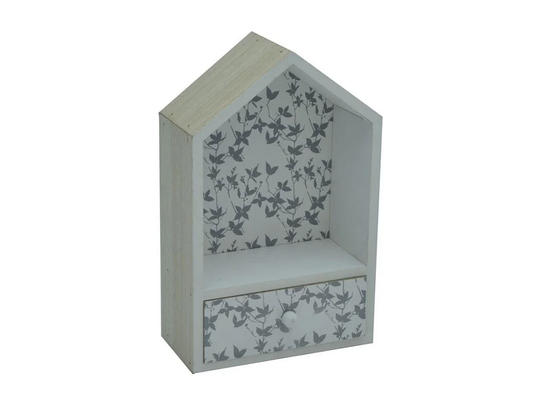 Mensola legno lucia casetta con cassetto cm 18x8h28,5