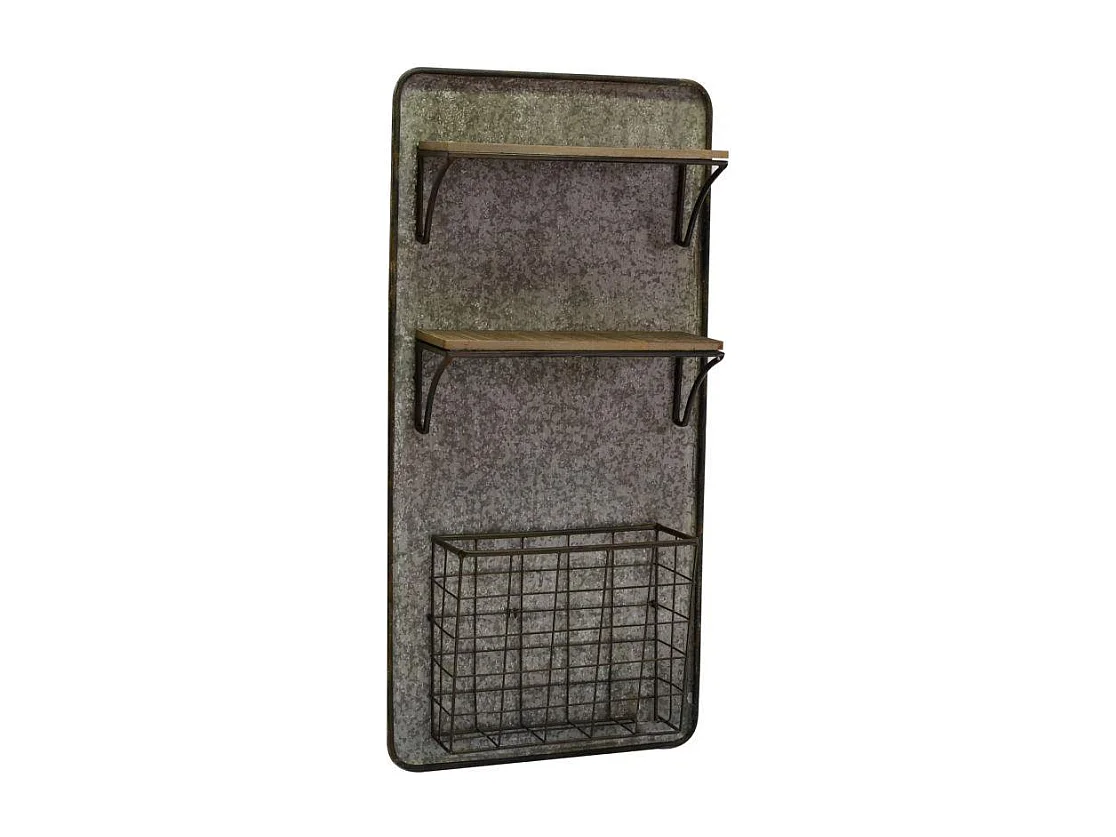 Mensola metallo legno 2 piani con portatutto cm 38,5x11,5h78