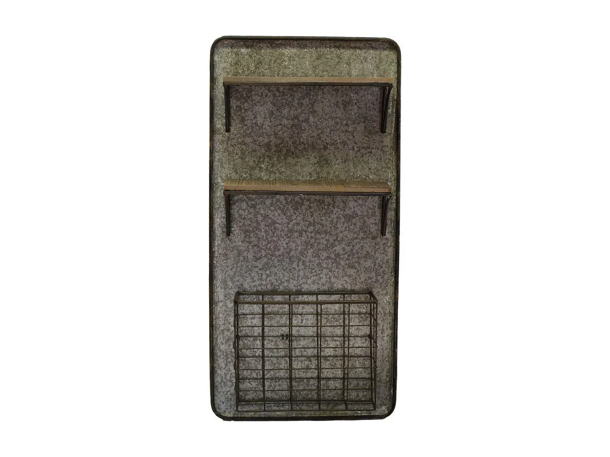 Mensola metallo legno 2 piani con portatutto cm 38,5x11,5h78