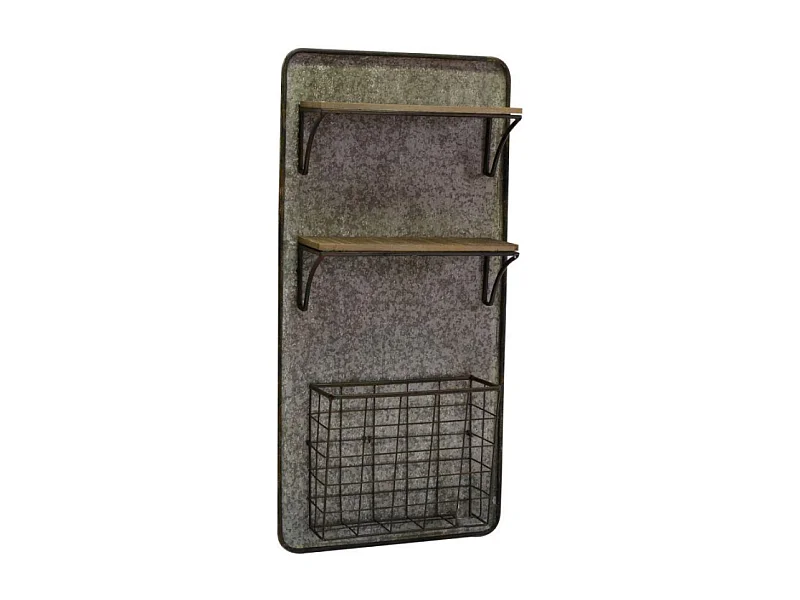 Mensola metallo legno 2 piani con portatutto cm 38,5x11,5h78