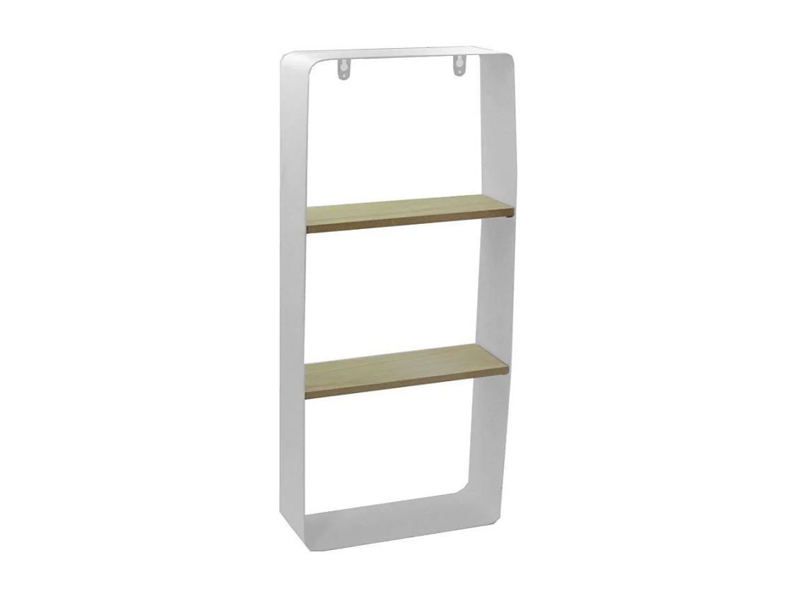 Mensola metallo bianco e legno 2 piani cm25,5x10h57