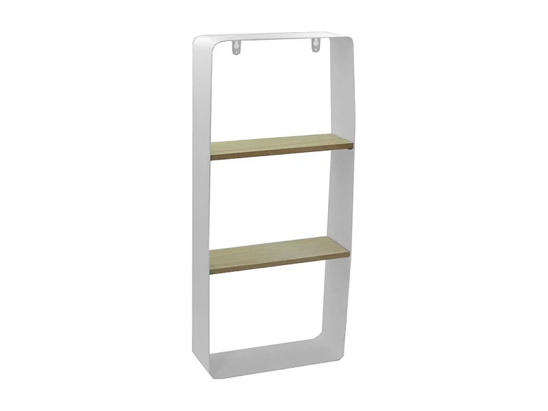 Mensola metallo bianco e legno 2 piani cm25,5x10h57