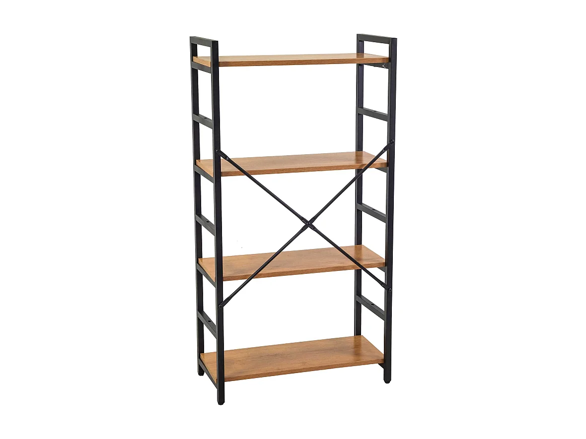 Scaffale metallo legno Achille 4 ripiani cm 60x28h117