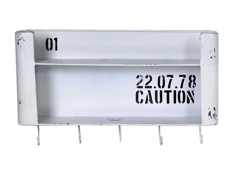 Mensola metallo bristol bianco 2 piani con appendino 5 posti rett cm50x10h30