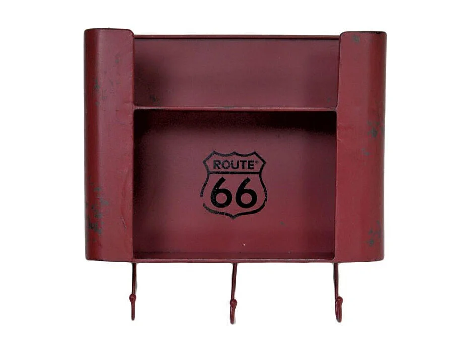 Mensola metallo bristol rosso 2 piani con appendino 3 posti quadrata cm 30x10h30