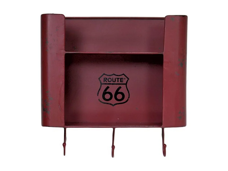 Mensola metallo bristol rosso 2 piani con appendino 3 posti quadrata cm 30x10h30