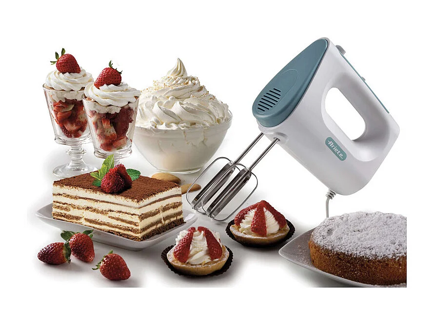 Sbattitore 450W - 5 velocità - Funzione turbo - 2 fruste - White & Aegean Teal