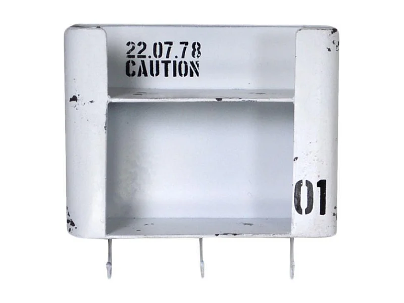 Mensola metallo bristol bianco 2 piani con appendino 3 posti quadrata cm30x10h30