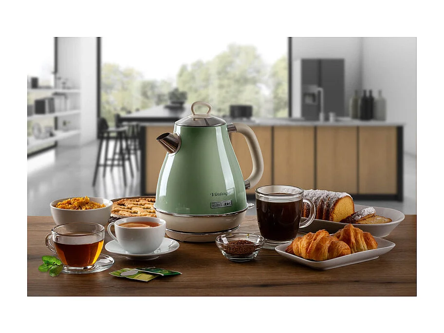 Bollitore Elettrico 1,7L - Design Vintage, Autospegnimento, Acciaio Inox - Verde