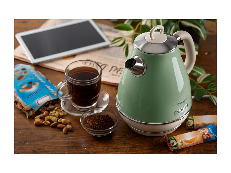 Bollitore Elettrico 1,7L - Design Vintage, Autospegnimento, Acciaio Inox - Verde