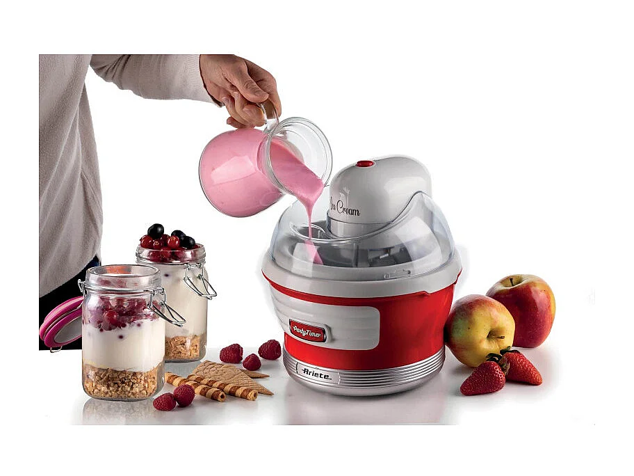 Macchina per fare il gelato 12W, capacità 1,5L, tempo preparazione 30 minuti - Rosso