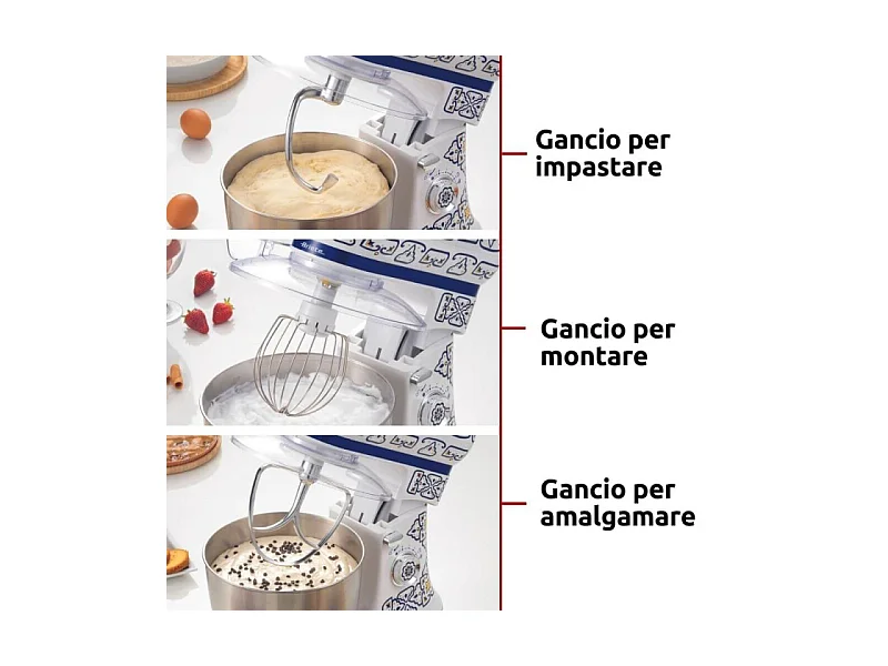 Impastatrice planetaria 2400W - 7 velocità - 5,5L - Acciaio inox