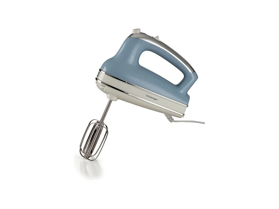 Sbattitore Vintage 450W - 5 velocità - Funzione turbo - 2 fruste - Celeste