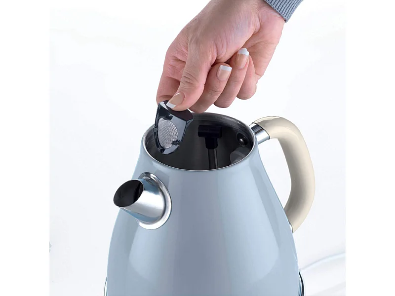 Bollitore Elettrico 1,7L - Design Vintage, Autospegnimento, Acciaio Inox - Celeste