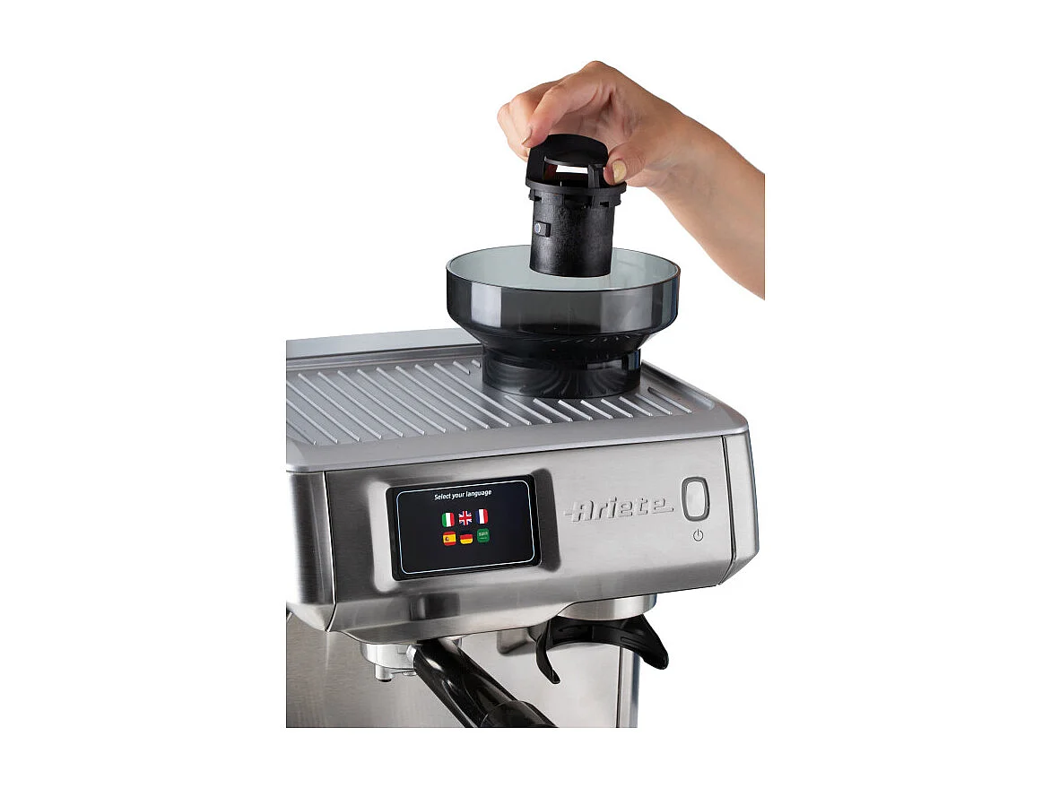 Machine à café Ariete 1312 avec écran numérique et moulin à café intégré Gris