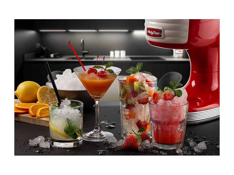 Macchina per tritare ghiaccio, 30W, cestello removibile, lame in acciaio inox - Rosso