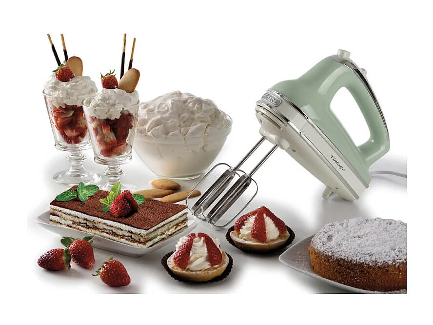 Sbattitore Vintage 450W - 5 velocità - Funzione turbo - 2 fruste - Verde