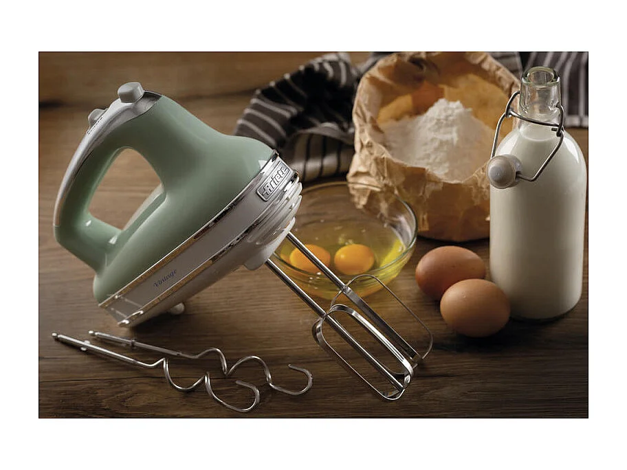 Sbattitore Vintage 450W - 5 velocità - Funzione turbo - 2 fruste - Verde