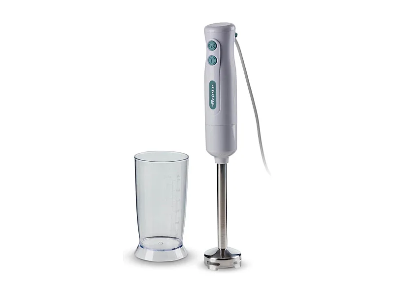 Frullatore a immersione 700W, 2 velocità, lama inox, bicchiere trasparente - White & Aegean Teal