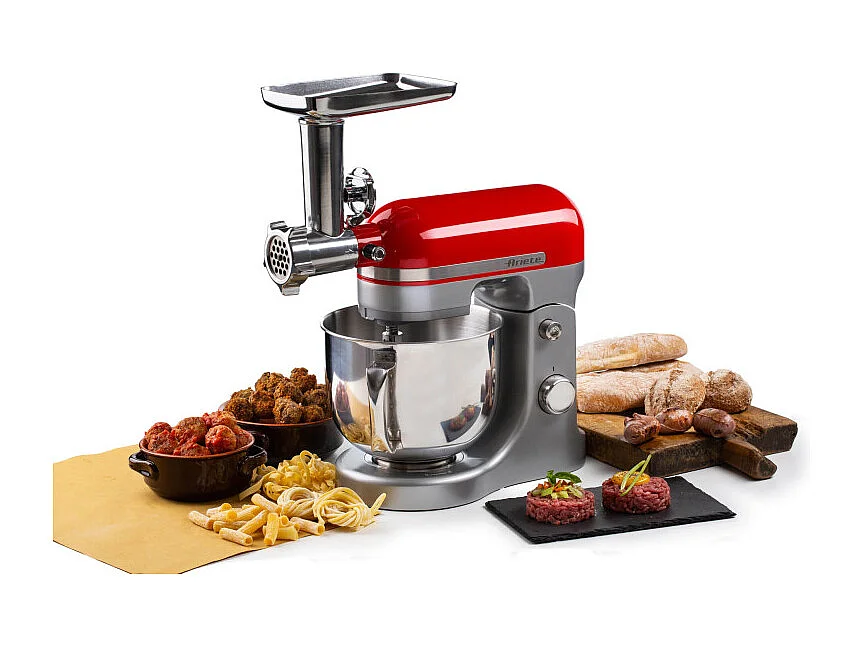 Accessori per Impastatrice Moderna - Kit Completo Tritacarne, Insaccati e Trafila Pasta - Grigio
